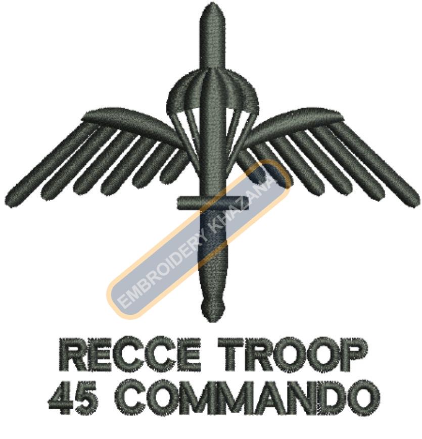 Recce Troop 45 Commando Badge Embroidery Design