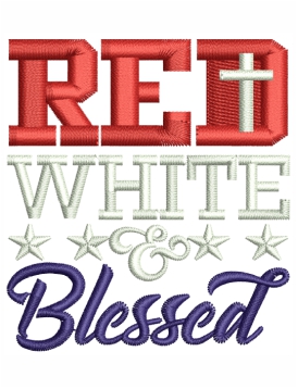 Red White And Blessed Embroidery Design
