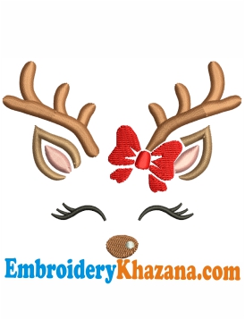 Reindeer Face Embroidery Design