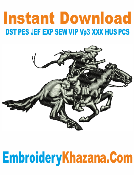 Rodeo Logo Embroidery Design, Rodeo Cowboy Embroidery Files Instant Download