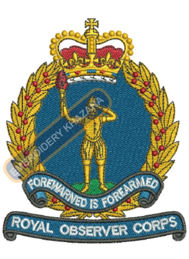 Royal Observer Corps Badge Embroidery Design