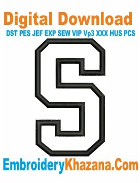 S Letter Applique Embroidery Design