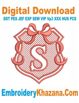 Embossed Monogram S Embroidery Design