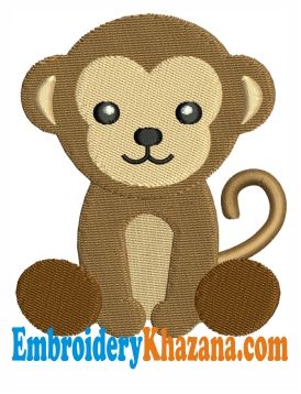 Safari Monkey Embroidery Design