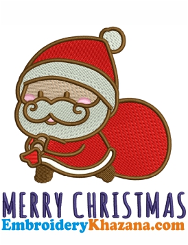 Santa Merry Christmas Embroidery Design