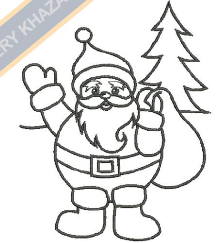 Santaclaus With Lots of Gift Embroidery Design