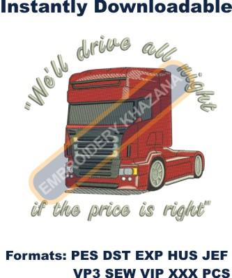Scania Truck Back Size Embroidery Design