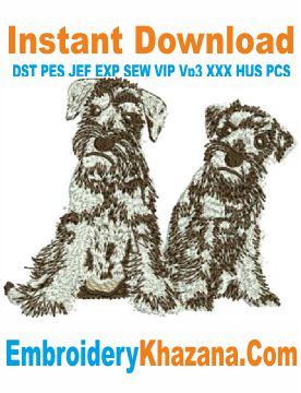 Schnauzer Dogs Embroidery Design