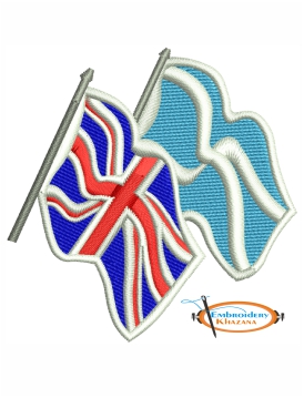 Scotland And British Flag Embroidery Design