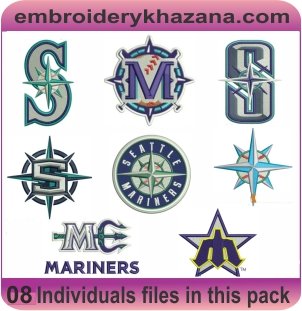 Seattle Mariners Logo Embroidery Designs Bundle