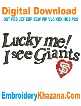 SF Giants Lucky Me Embroidery Design