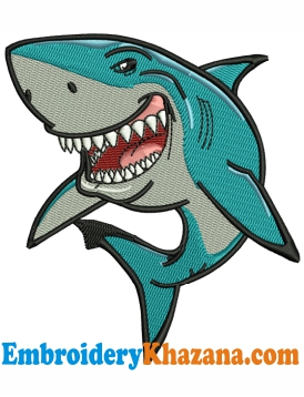 Shark Ocean Embroidery Design