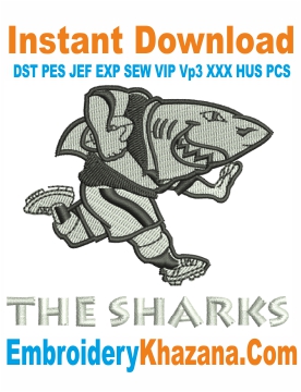 Sharks Rugby Logo Embroidery Design