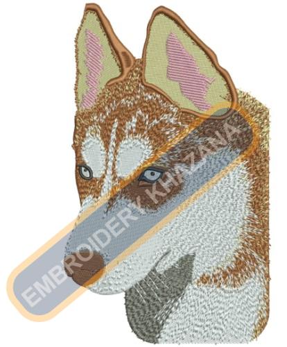 Siberian Husky Dog Embroidery Design