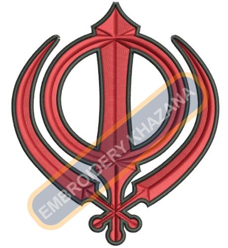 Sikh Khanda Logo Embroidery Design