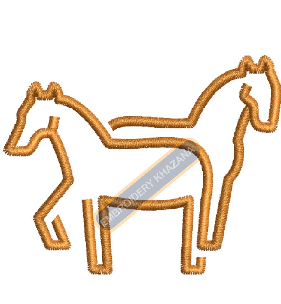 Simple Two Horse Embroidery Design