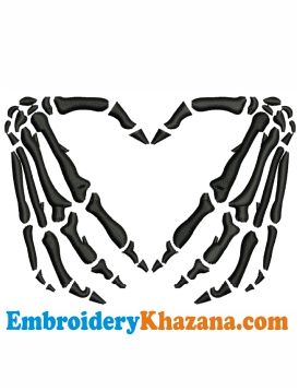 Skeleton Hand Heart Embroidery Design