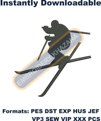 Skier Silhouette Embroidery Design