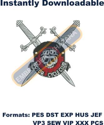 Skull Motorcycle Club Embroidery Design