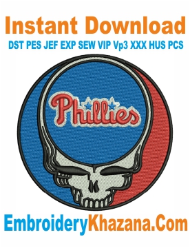 Skull Philadelphia Phillies Embroidery Design