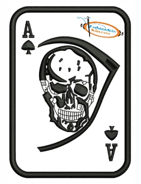Skull With Cards Embroidery Design