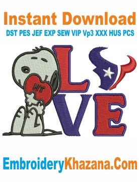 Snoopy Houston Texans Embroidery Design