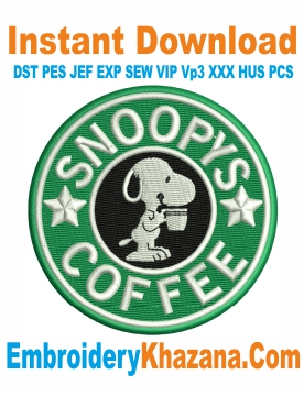 Snoopy Starbucks Coffee Embroidery Design