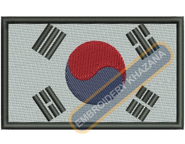 South Korea Flag Embroidery Design
