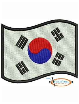 South Korea Flag Embroidery Design