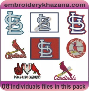St Louis Cardinals Logo Embroidery Designs Bundle