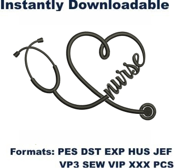 Nurse Stethoscope Embroidery Design