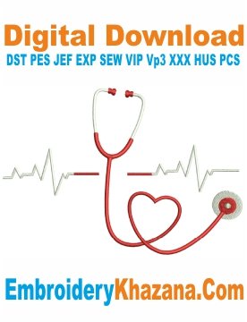 Stethoscope Heartbeat Embroidery Designs