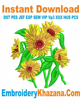 Sun Flowers Embroidery Design