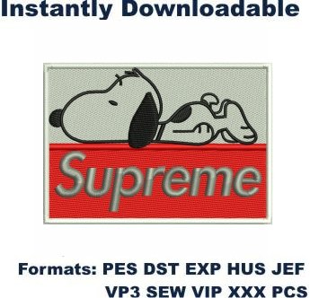 Supreme Snoopy Dog Embroidery Design