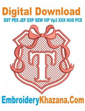 Embossed Monogram T Embroidery Design