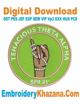 Tenacious Theta Alpha Embroidery Design