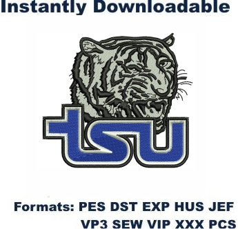 Tennessee State Tigers Football Logo Embroidery Design