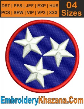 Tennessee Tri Star Logo Embroidery Machine File