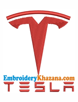 Tesla Red Logo Embroidery Design