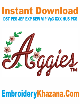 Texas Aggie Flowers Embroidery Design
