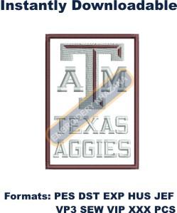 Texas AtM Aggies Logo Embroidery Design