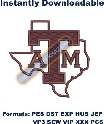 Texas Atm Aggies Football Embroidery Design