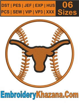 Texas Longhorns Baseball Machine Embroidery Files