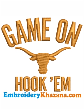 Texas Longhorns Hook Em Horns Embroidery Design