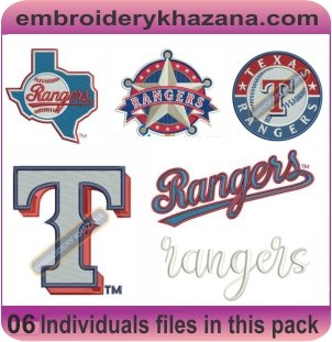 Texas Rangers Logo Embroidery Designs Bundle