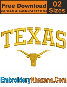 Free Texas Longhorns Cap Logo Embroidery Design