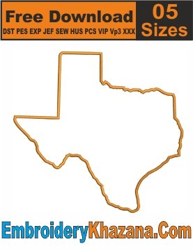 Free Texas Map Outline Embroidery File