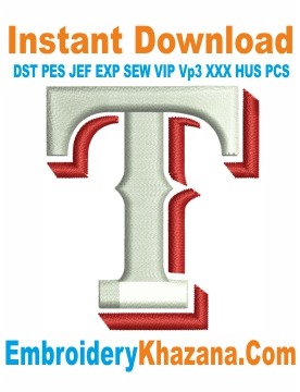 Texas Rangers Cap Logo 3D Puff Embroidery Design
