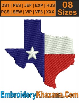 Texas State Map Embroidery Patterns