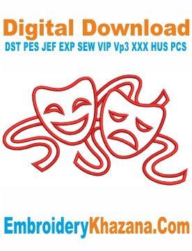 Theatre Masks Comedy Tragedy Embroidery Design
